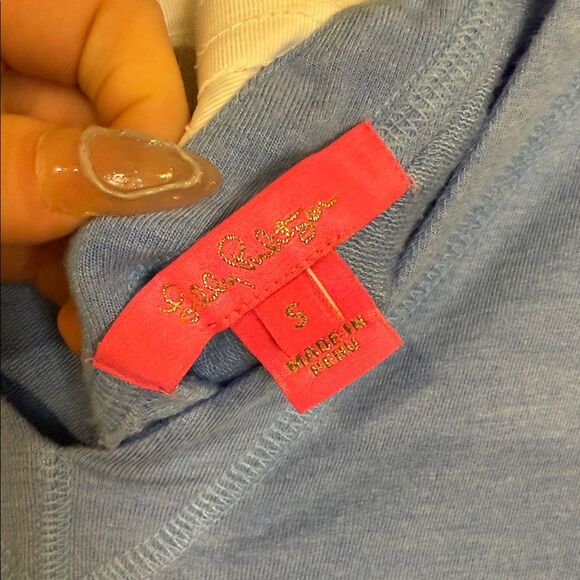 Lilly Pulitzer luxletic Areli pullover in heathered Bennett blue stretchy bands - Picture 5 of 6